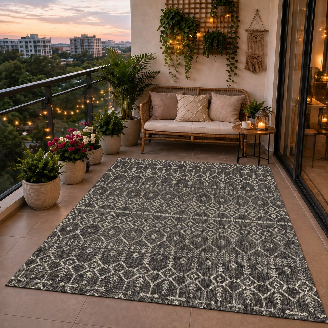 Washable patio carpet, balcony carpet, kitchen, living room, garden