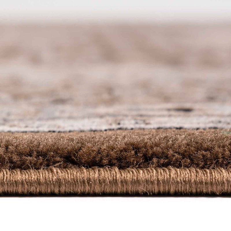 Living room rug, oriental style, ornamental border, brown and beige-zoom-