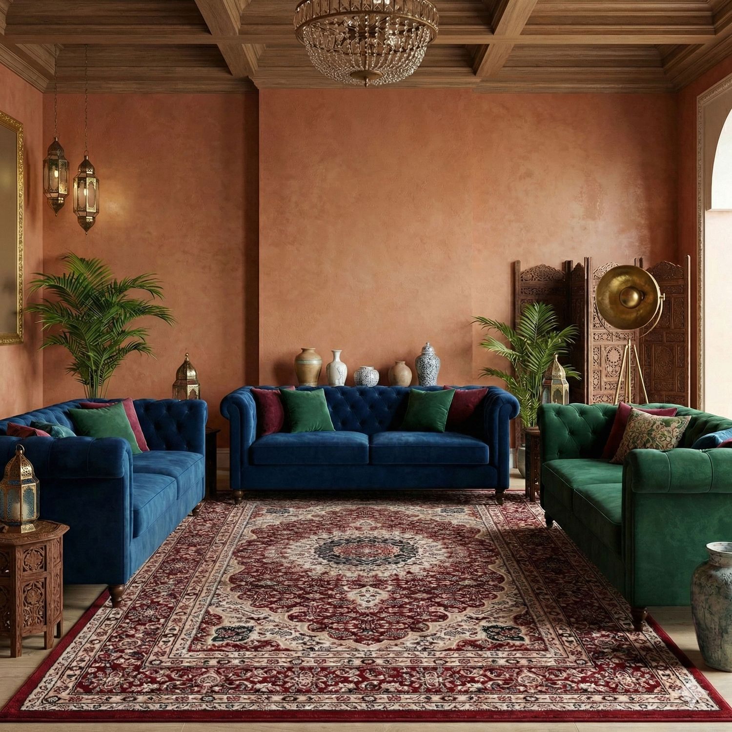 Tibet0146 Red Classic Tibetan Rug with Oriental Pattern-zoom-1