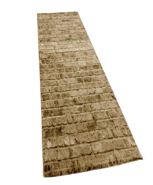 Modern carpet with stone look, brick pattern, durable in brown 5162-zoom-