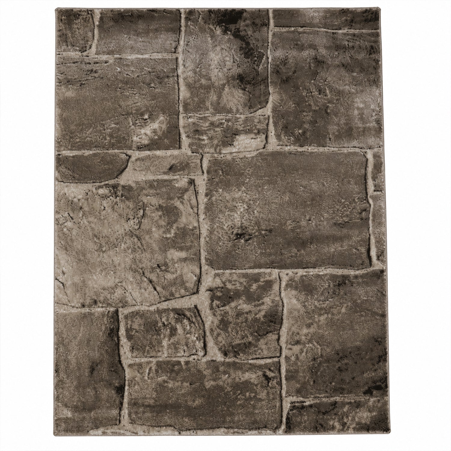 Tibet7413 Beige Classic Tibetan Rug, with Stone Wall Pattern