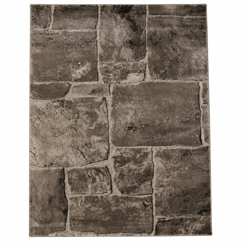 Tibet7413 Beige Classic Tibetan Rug, with Stone Wall Pattern-zoom-