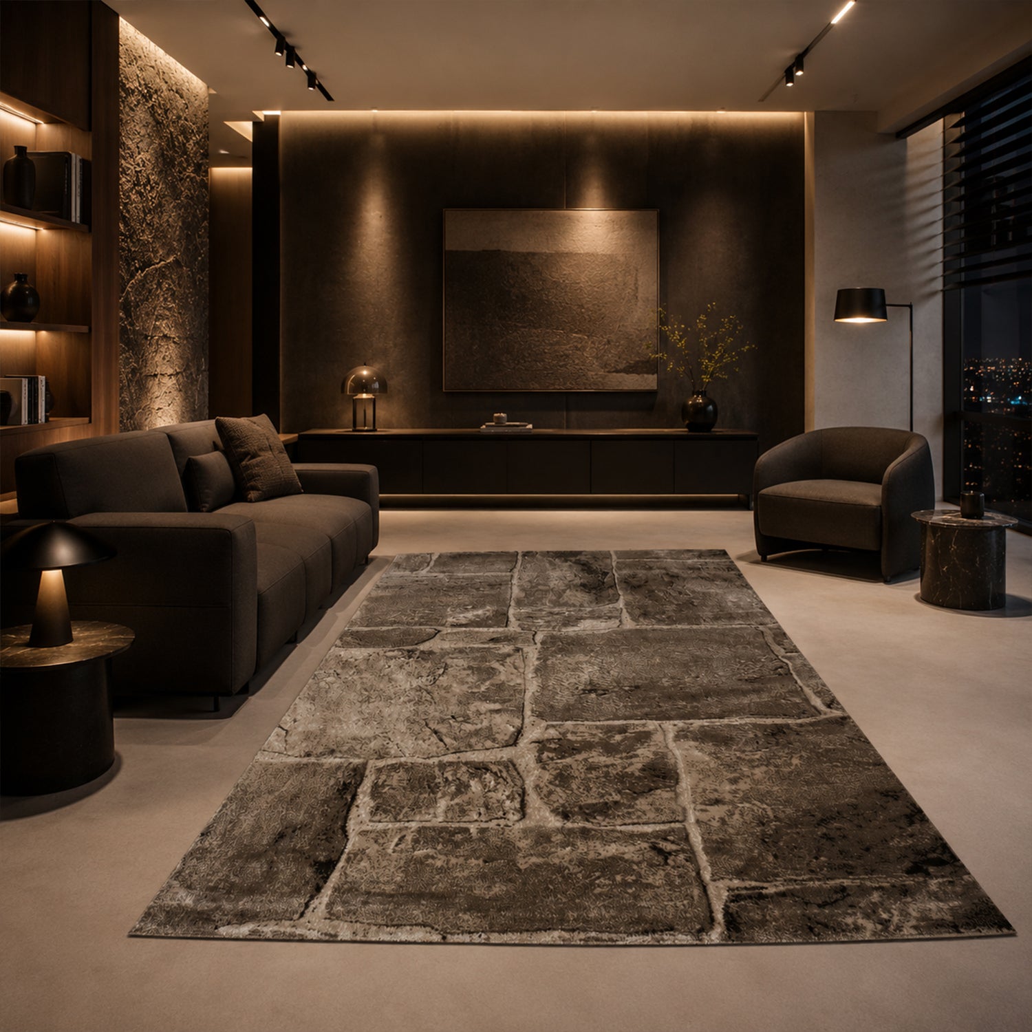 Tibet7413 Beige Classic Tibetan Rug, with Stone Wall Pattern-zoom-4