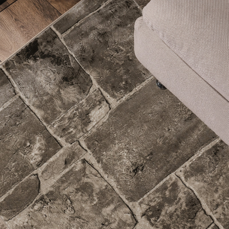 Tibet7413 Beige Classic Tibetan Rug, with Stone Wall Pattern-zoom-