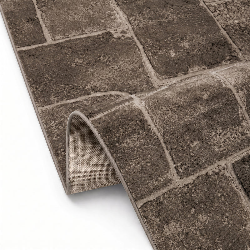 Tibet7413 Beige Classic Tibetan Rug, with Stone Wall Pattern-zoom-