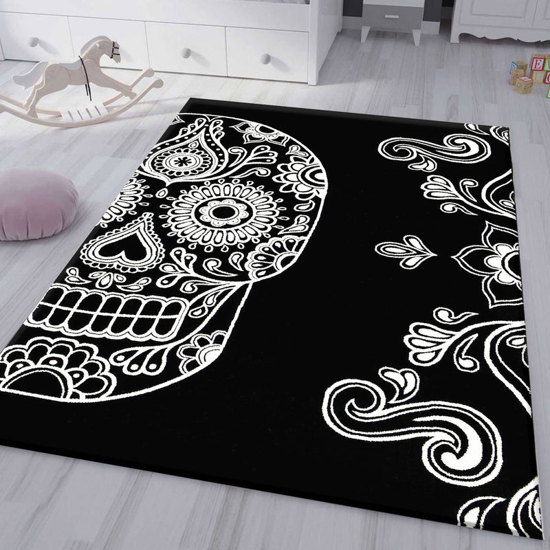 Teen room, children's room, living room, bedroom, black skull motif-zoom-