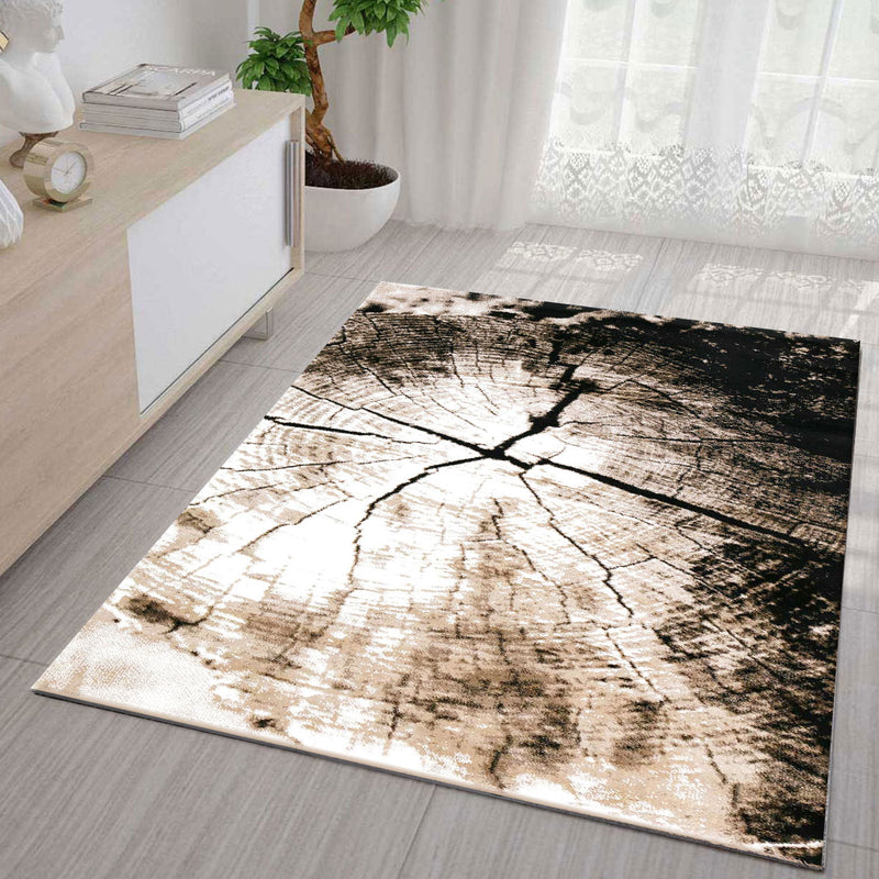 TibetT021 Brown Beige Tree Stump Wood Look-zoom-