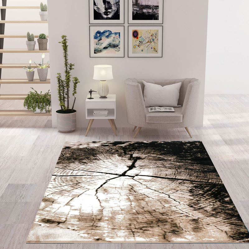 TibetT021 Brown Beige Tree Stump Wood Look-zoom-