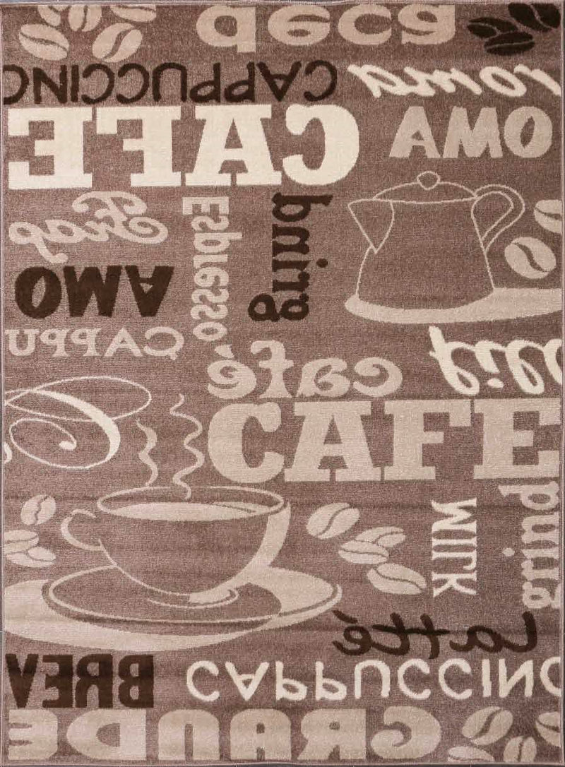 Kitchen rug, carpet runner, modern coffee design in brown and beige, suitable for lounge or kitchen-zoom-