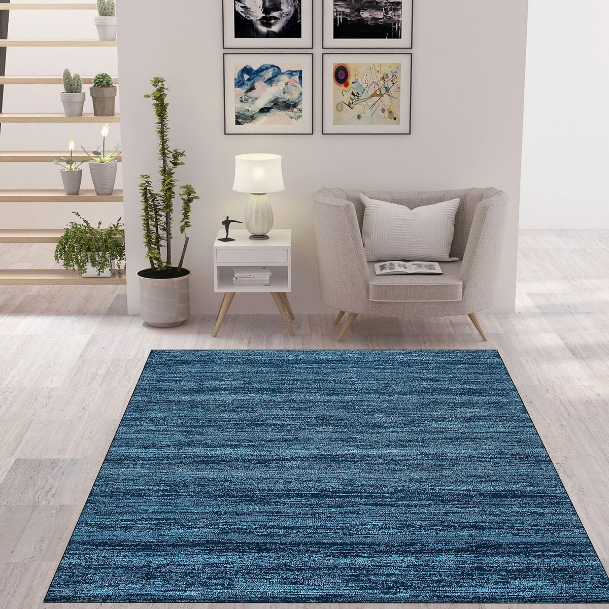 Modern solid color living room rug, woven carpet in dark blue, short pile, mottled, colorfast-2