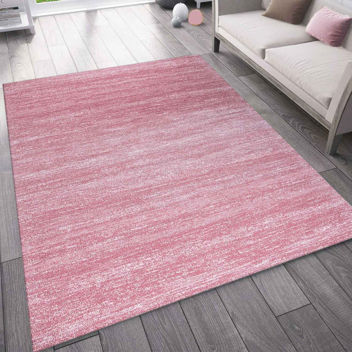 Short pile rug solid color modern pink mottled colorfast easy-care pastel colors, for living room, bedroom-zoom-1