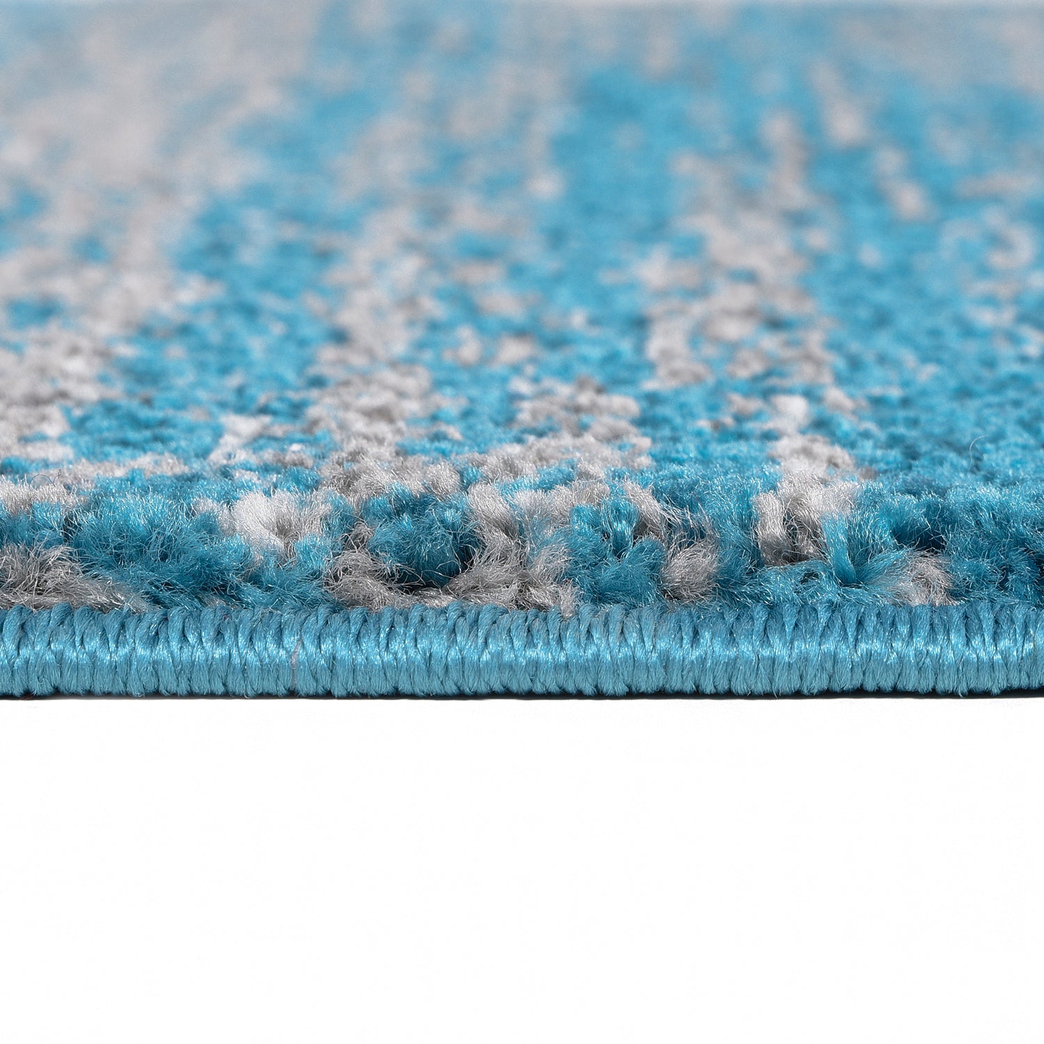 Grey Turquoise Short Pile Mottled Rug, Colorfast, Easy Care-5