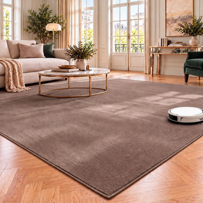 Washable short-pile rug, non-slip & soft, solid color for living room, bedroom, kitchen & nursery-zoom-