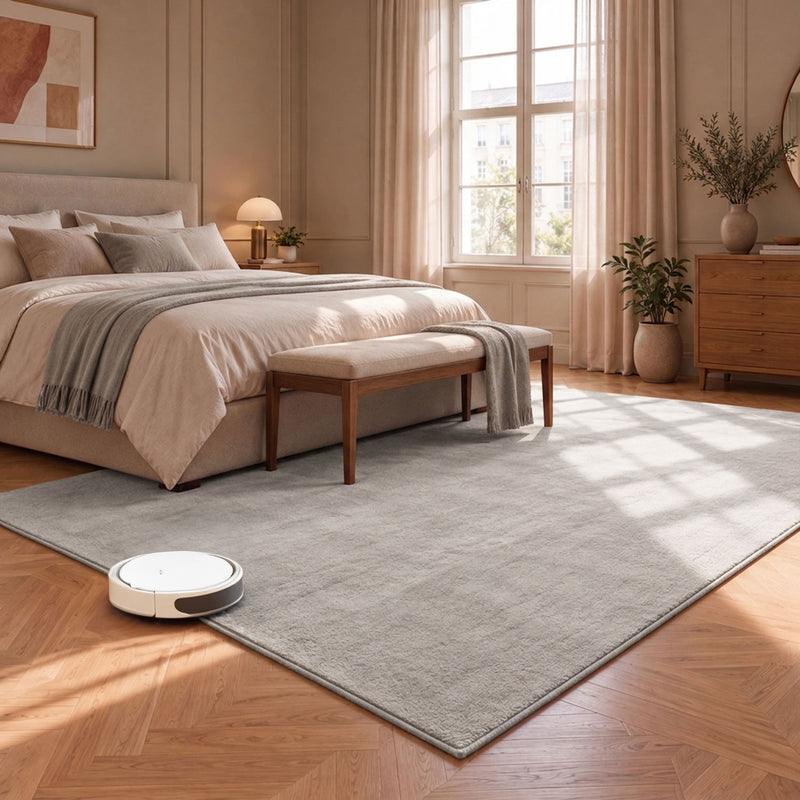 Washable short-pile rug, non-slip & soft, solid color for living room, bedroom, kitchen & nursery-zoom-