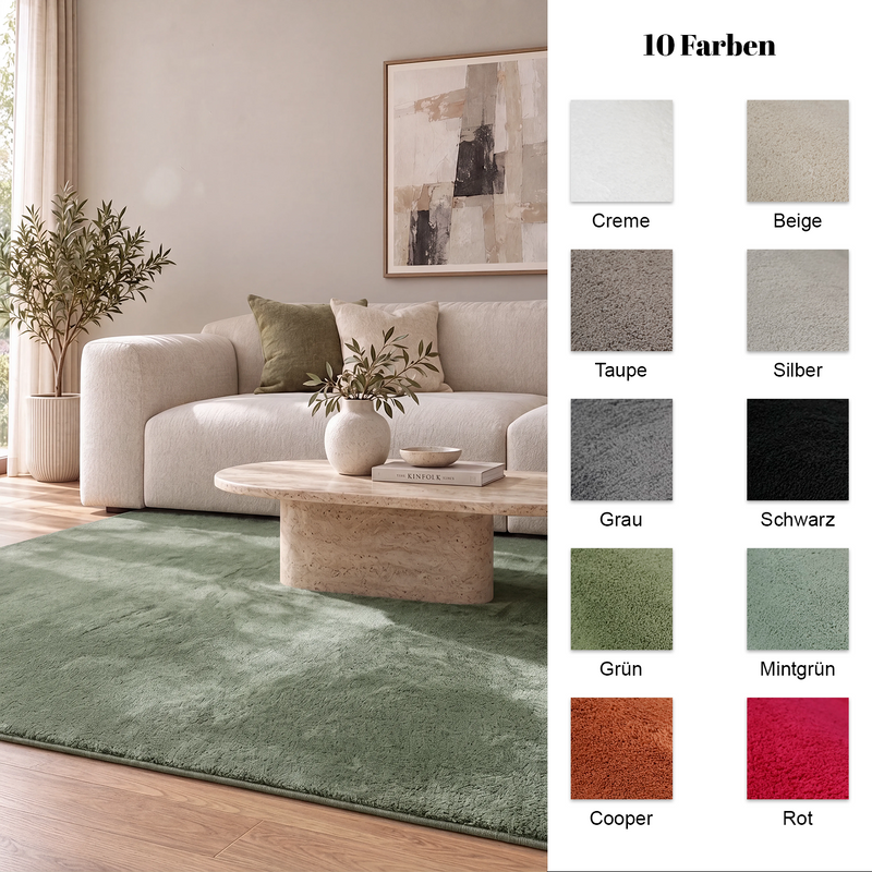 Washable short-pile rug, non-slip & soft, solid color for living room, bedroom, kitchen & nursery-zoom-