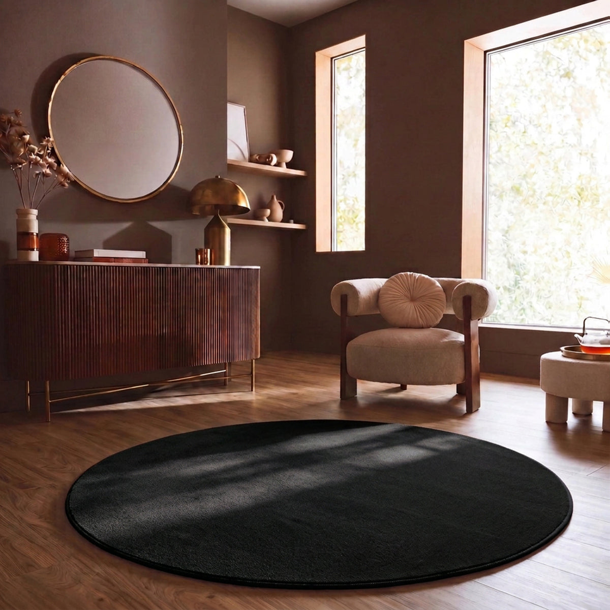 Washable short-pile rug, non-slip & soft, solid color for living room, bedroom, kitchen & nursery-zoom-1