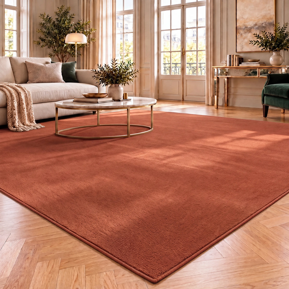 Washable short-pile rug, non-slip & soft, solid color for living room, bedroom, kitchen & nursery-12