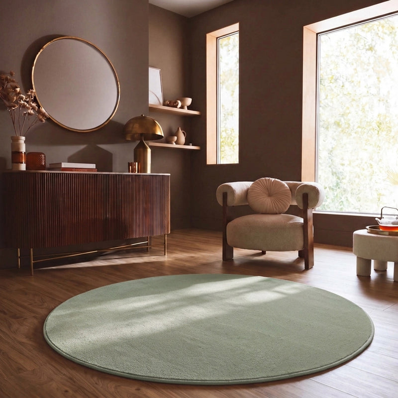 Washable short-pile rug, non-slip & soft, solid color for living room, bedroom, kitchen & nursery-zoom-