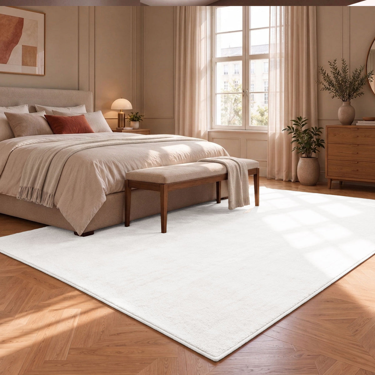 Washable short-pile rug, non-slip & soft, solid color for living room, bedroom, kitchen & nursery-zoom-9