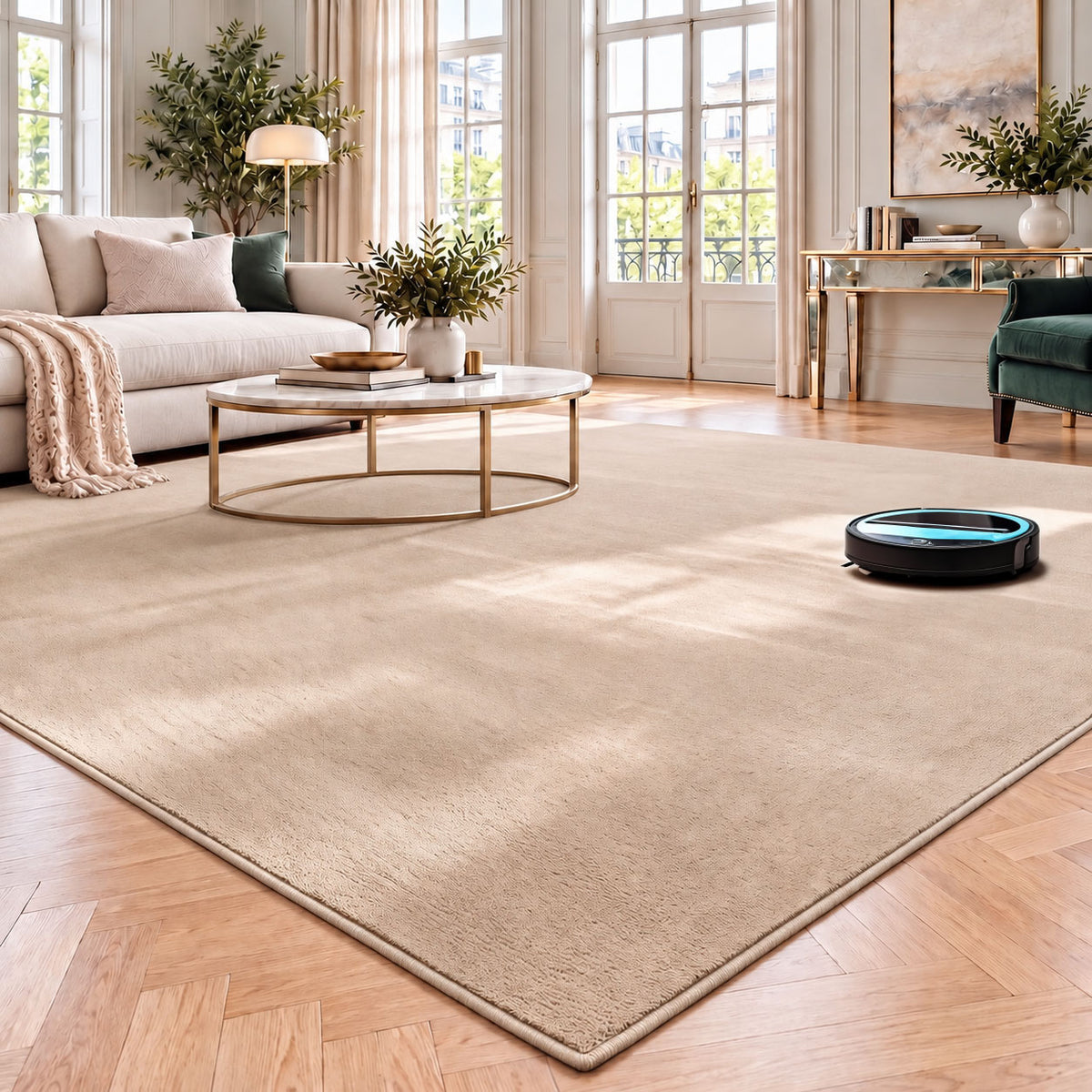 Washable short-pile rug, non-slip & soft, solid color for living room, bedroom, kitchen & nursery-zoom-6