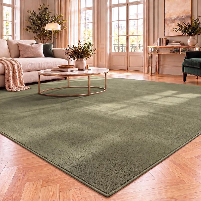 Washable short-pile rug, non-slip & soft, solid color for living room, bedroom, kitchen & nursery-zoom-