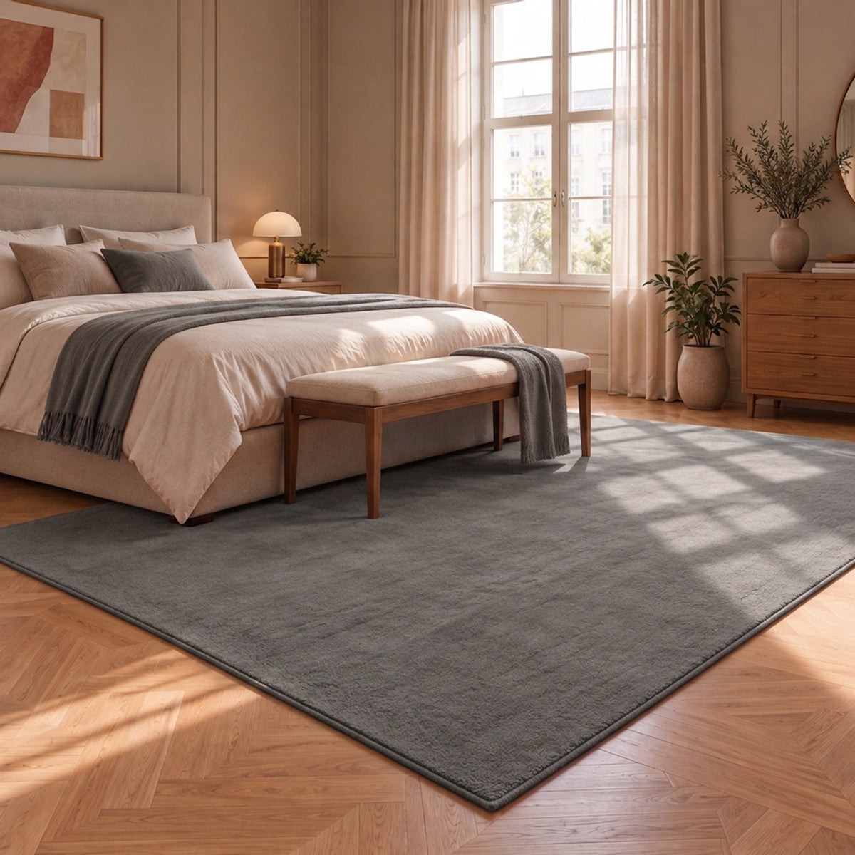 Washable short-pile rug, non-slip & soft, solid color for living room, bedroom, kitchen & nursery-16