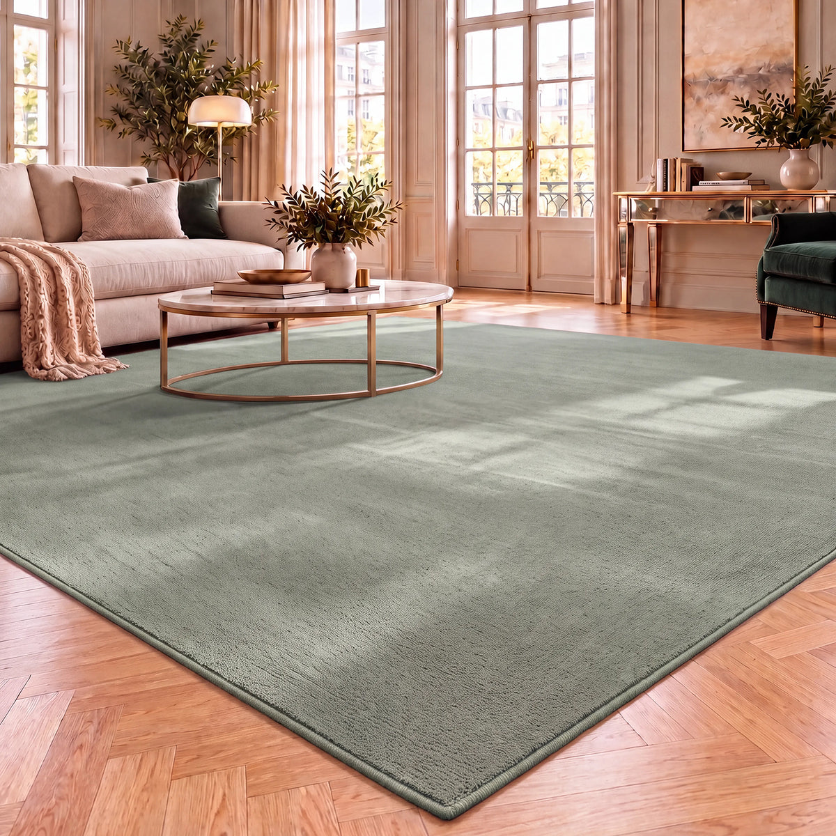 Washable short-pile rug, non-slip & soft, solid color for living room, bedroom, kitchen & nursery-22