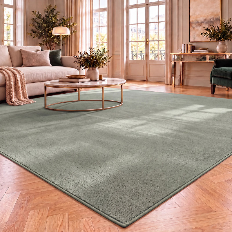 Washable short-pile rug, non-slip & soft, solid color for living room, bedroom, kitchen & nursery-zoom-