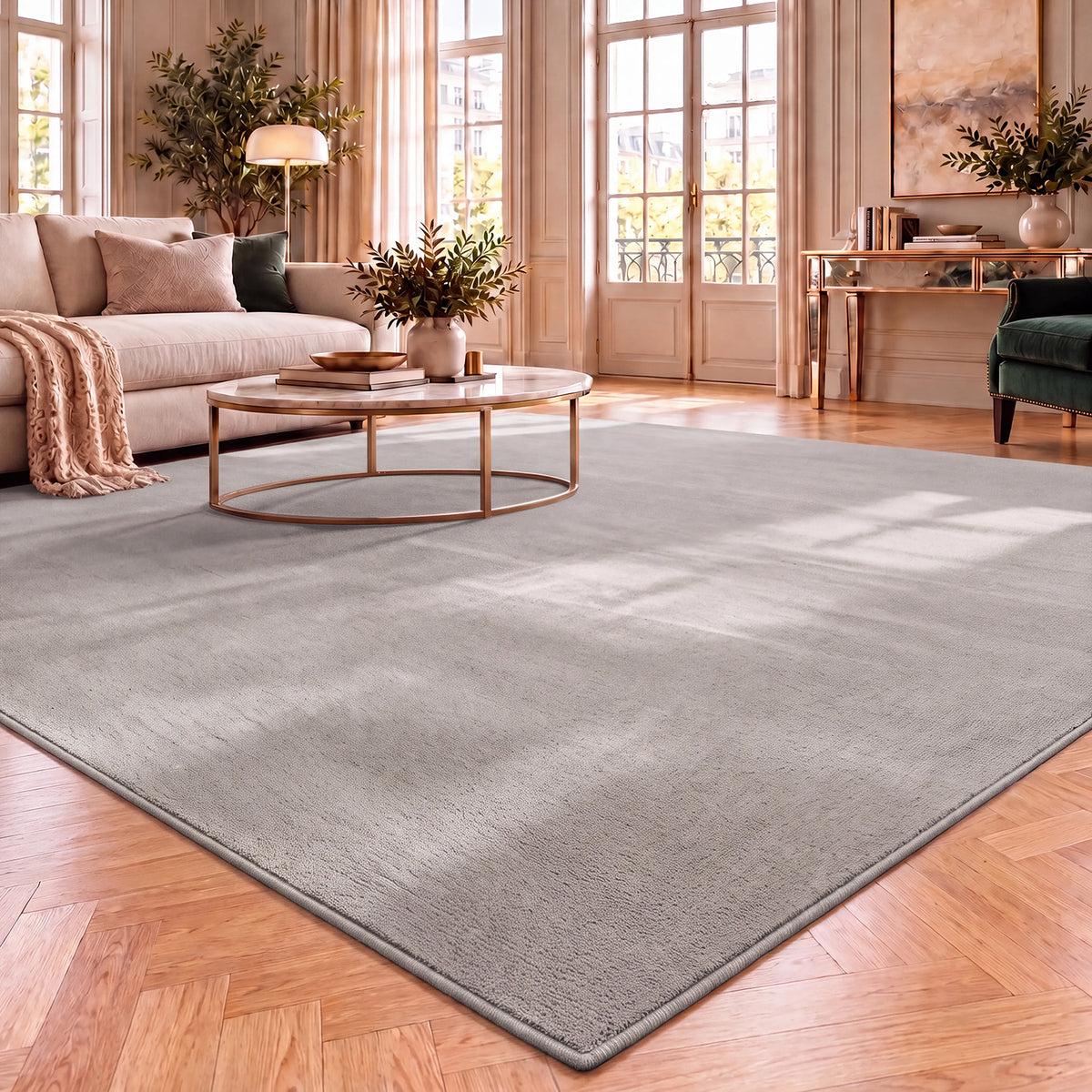 Washable short-pile rug, non-slip & soft, solid color for living room, bedroom, kitchen & nursery-27