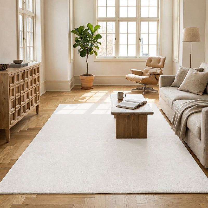 Waschbarer Kurzflor Teppich, rutschfest & weich, Einfarbig für Wohnzimmer, Schlafzimmer, Küche & Kinderzimmer-zoom-