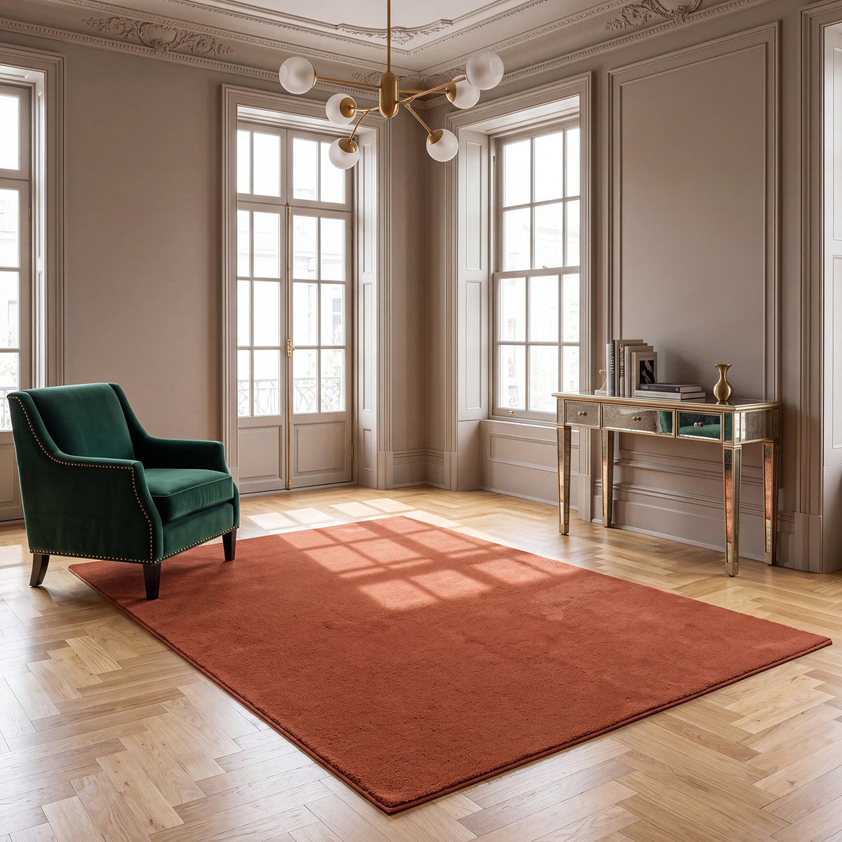 Waschbarer Kurzflor Teppich, rutschfest & weich, Einfarbig für Wohnzimmer, Schlafzimmer, Küche & Kinderzimmer-16
