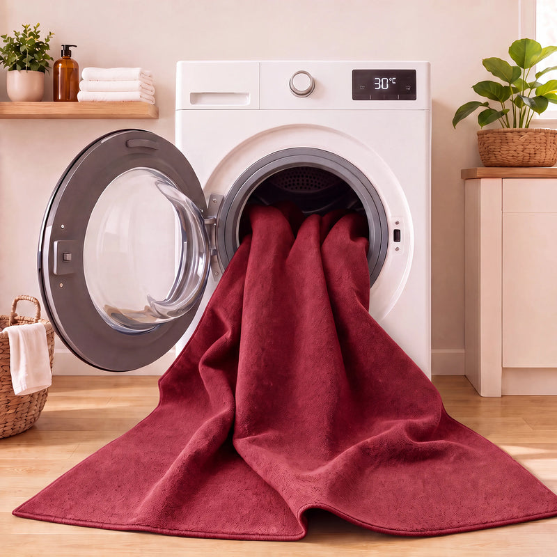 Waschbarer Kurzflor Teppich, rutschfest & weich, Einfarbig für Wohnzimmer, Schlafzimmer, Küche & Kinderzimmer-zoom-