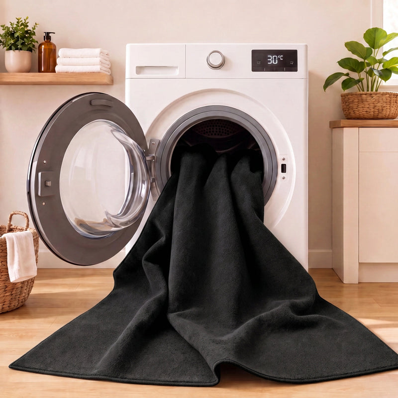 Waschbarer Kurzflor Teppich, rutschfest & weich, Einfarbig für Wohnzimmer, Schlafzimmer, Küche & Kinderzimmer-zoom-
