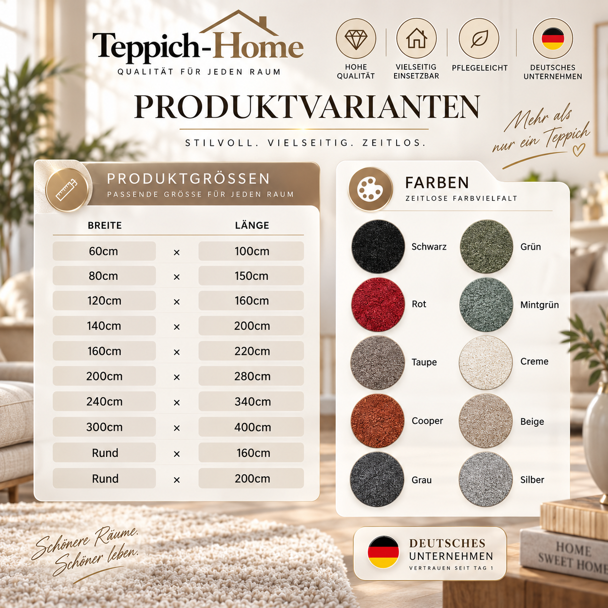 Waschbarer Kurzflor Teppich, rutschfest & weich, Einfarbig für Wohnzimmer, Schlafzimmer, Küche & Kinderzimmer-zoom-59