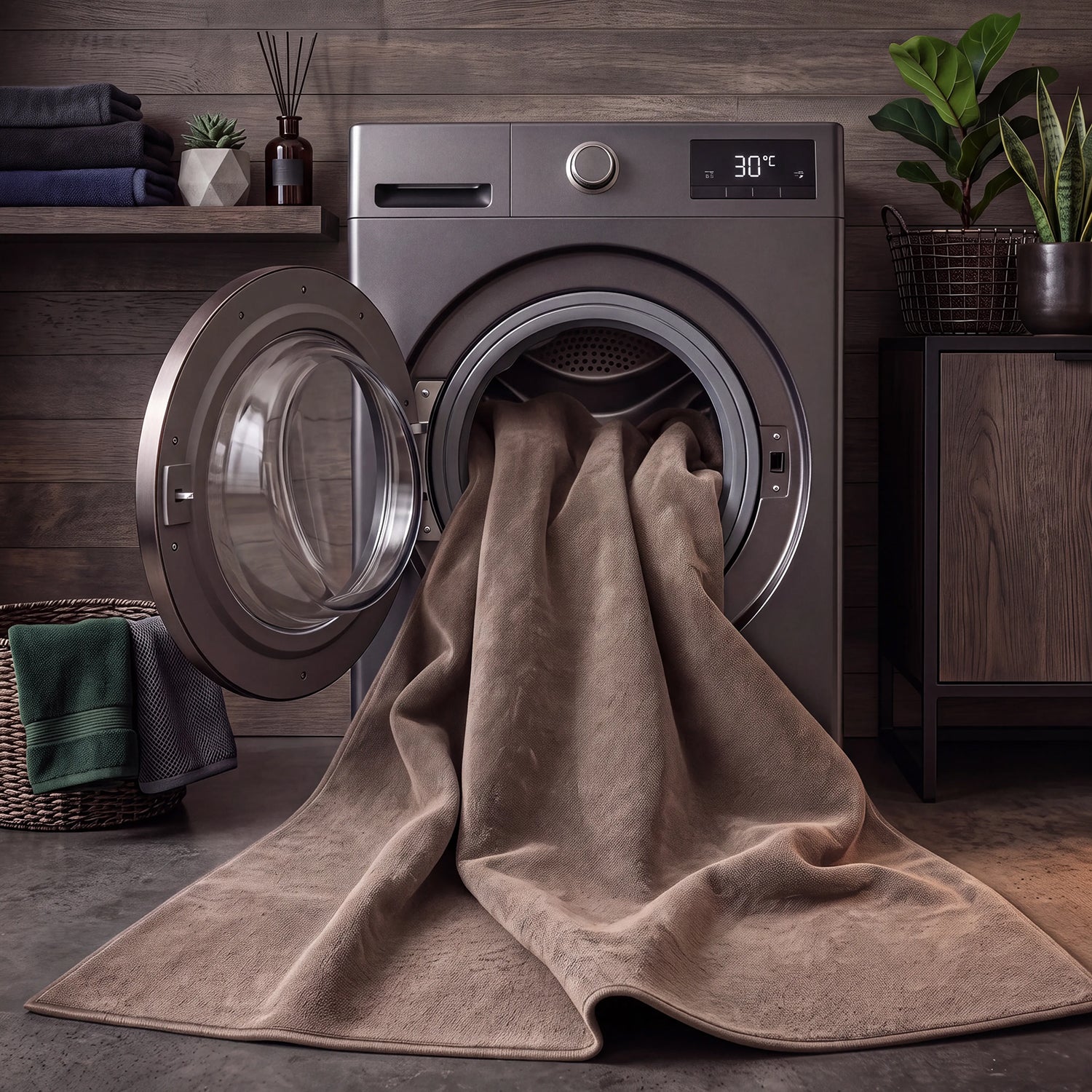 Waschbarer Kurzflor Teppich, rutschfest & weich, Einfarbig für Wohnzimmer, Schlafzimmer, Küche & Kinderzimmer-45