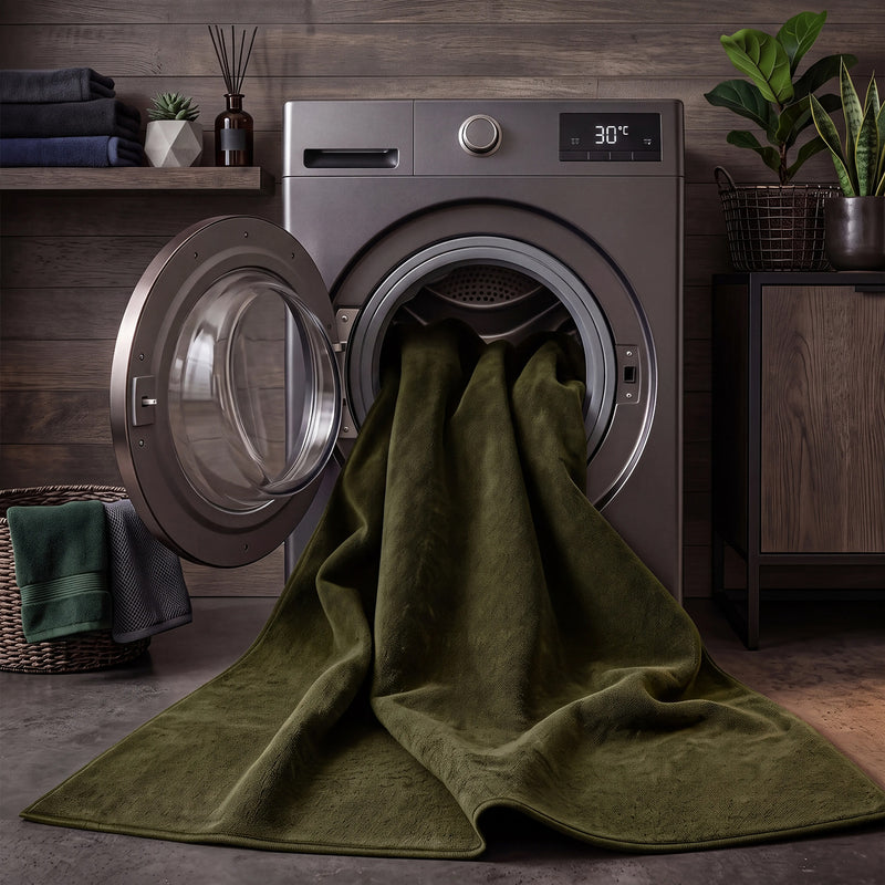 Waschbarer Kurzflor Teppich, rutschfest & weich, Einfarbig für Wohnzimmer, Schlafzimmer, Küche & Kinderzimmer-zoom-