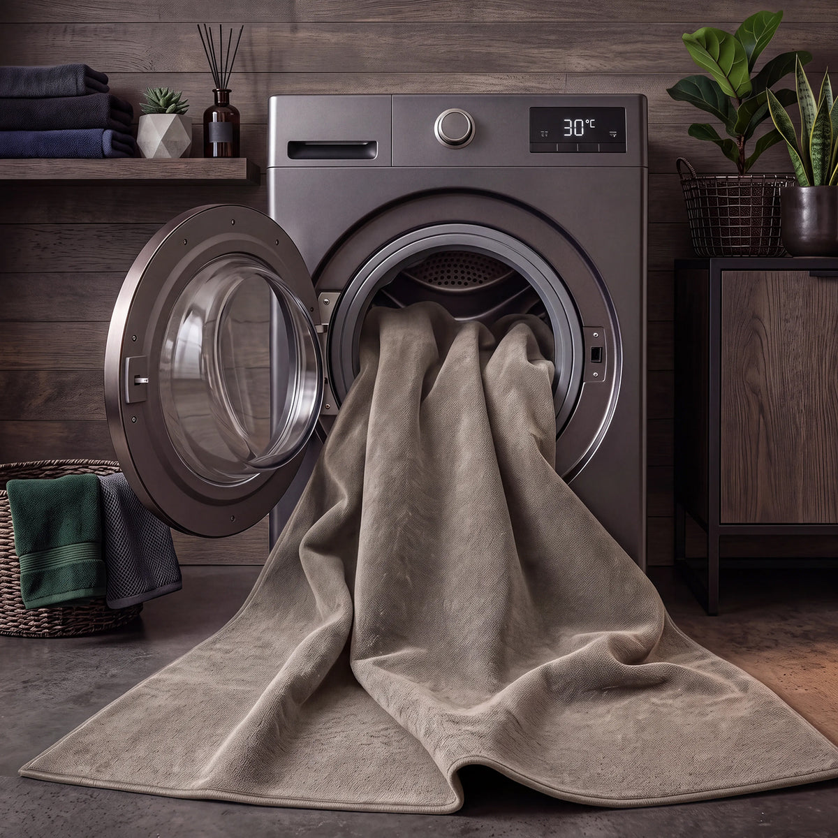 Waschbarer Kurzflor Teppich, rutschfest & weich, Einfarbig für Wohnzimmer, Schlafzimmer, Küche & Kinderzimmer-33