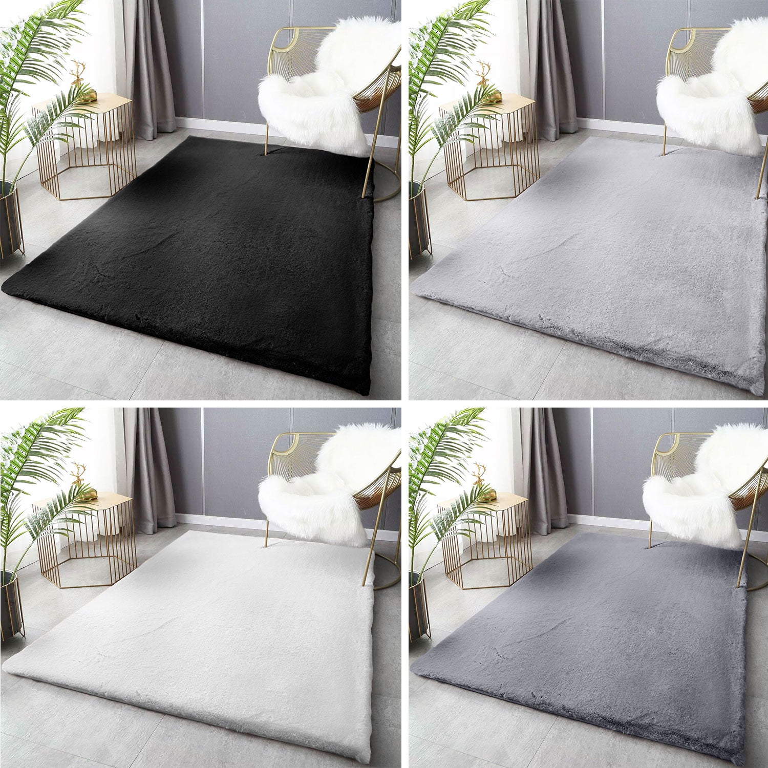 Deluxe washable fur rug, soft high-pile rug in a solid color, cozy for your living room or bedroom
