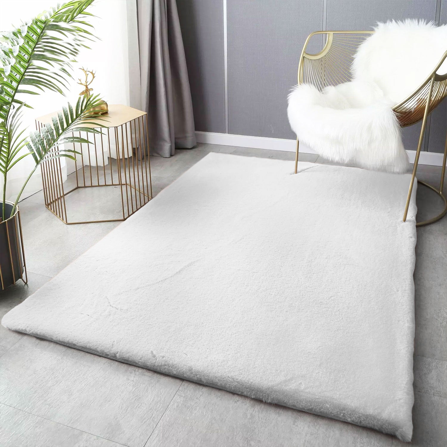 Deluxe washable fur rug, soft high-pile rug in a solid color, cozy for your living room or bedroom-21