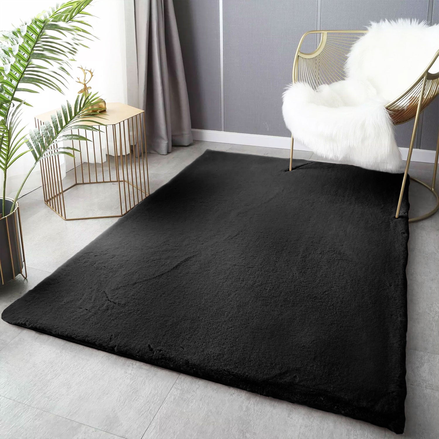 Deluxe washable fur rug, soft high-pile rug in a solid color, cozy for your living room or bedroom-8