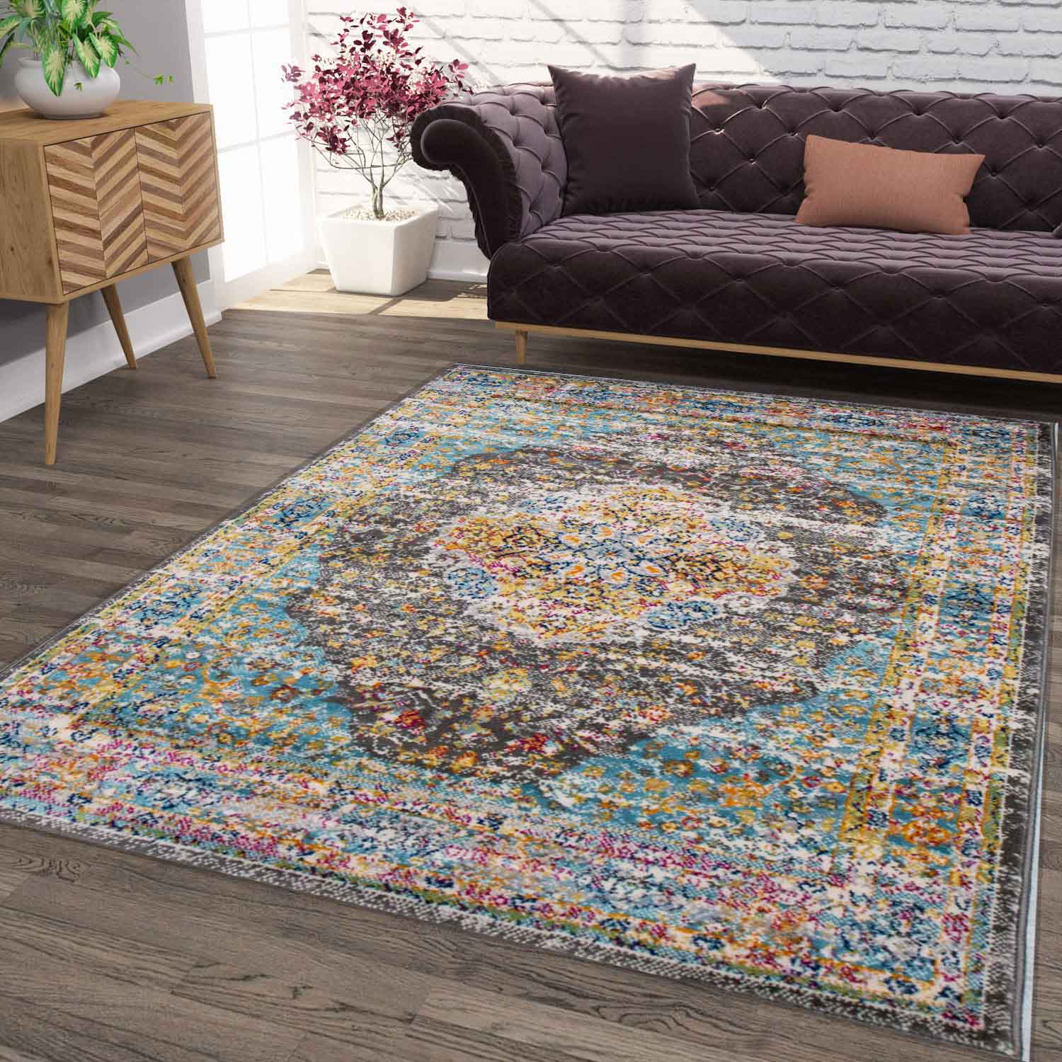 Wohnzimmer Teppich Kurzflor Orientalisch & Klassisch Style in versch. Farben-zoom-5
