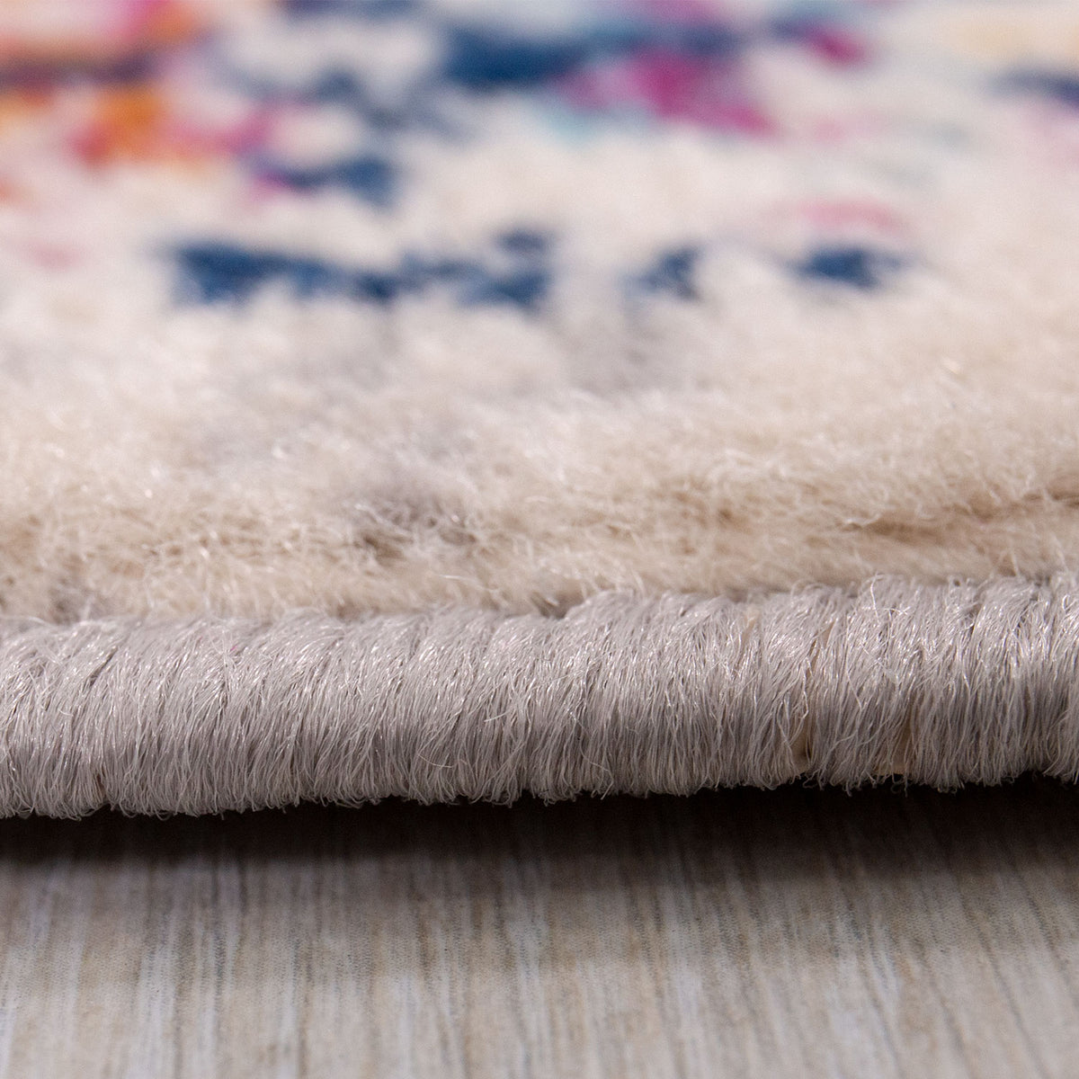 Vintage Oriental Rug Living Room Short Pile Blue Terracotta Cream-3