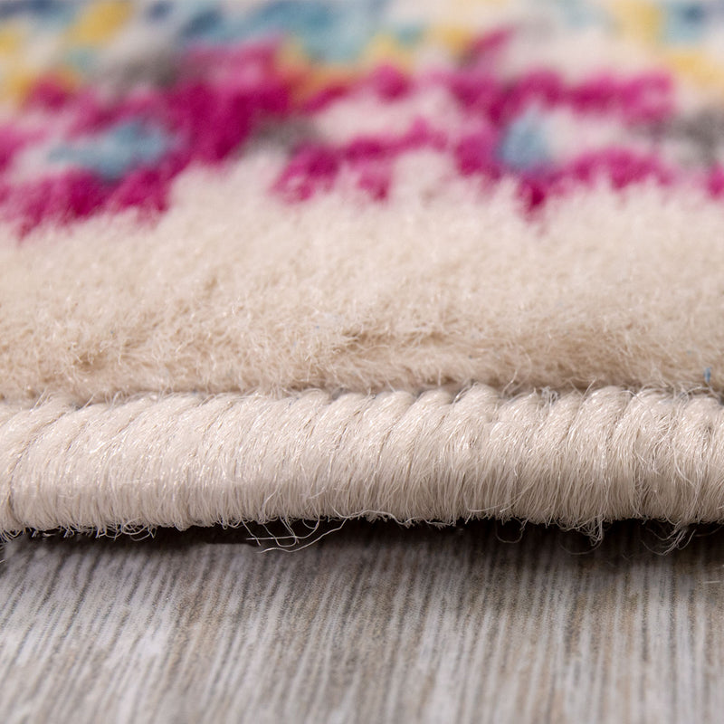 Living room rug, vintage look, designer short pile rug in colorful designs-zoom-