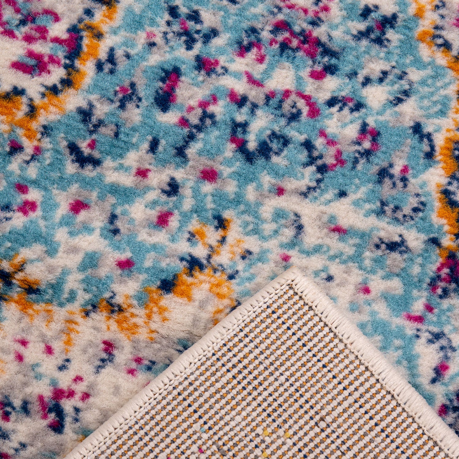 Living room rug, vintage look, designer short pile rug in colorful designs-zoom-2